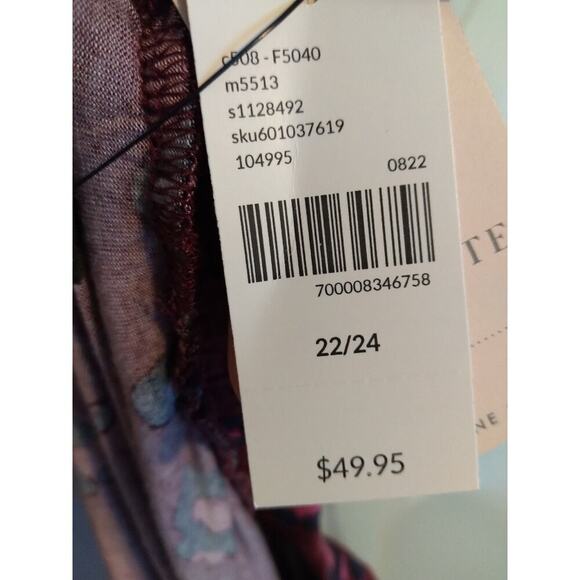 Lane Bryant Top Swing Collection Maroon Peasant Off Shoulder Sz 24 Boho New - Picture 7 of 9